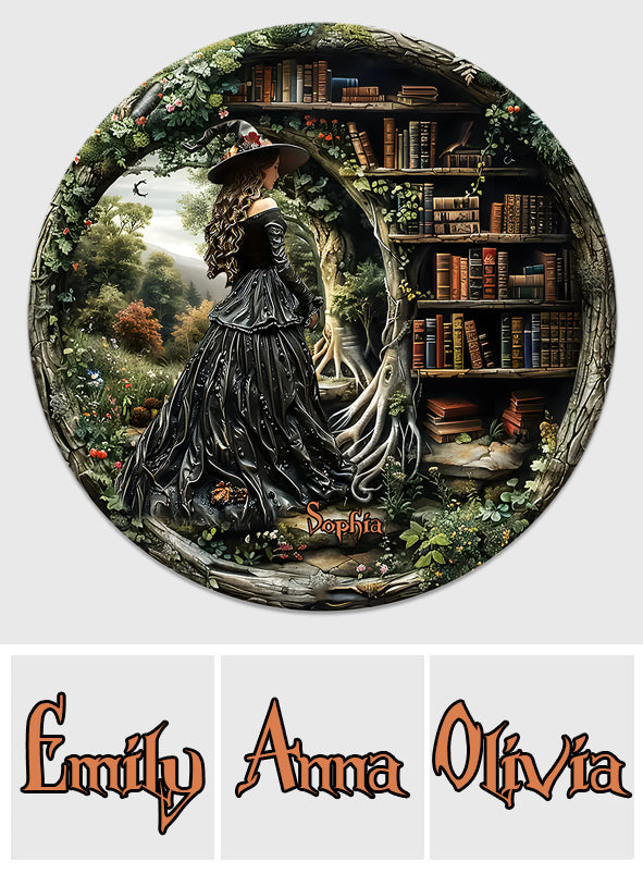 Just A Witch Who Loves Books - Personalized Book Round Wood Sign