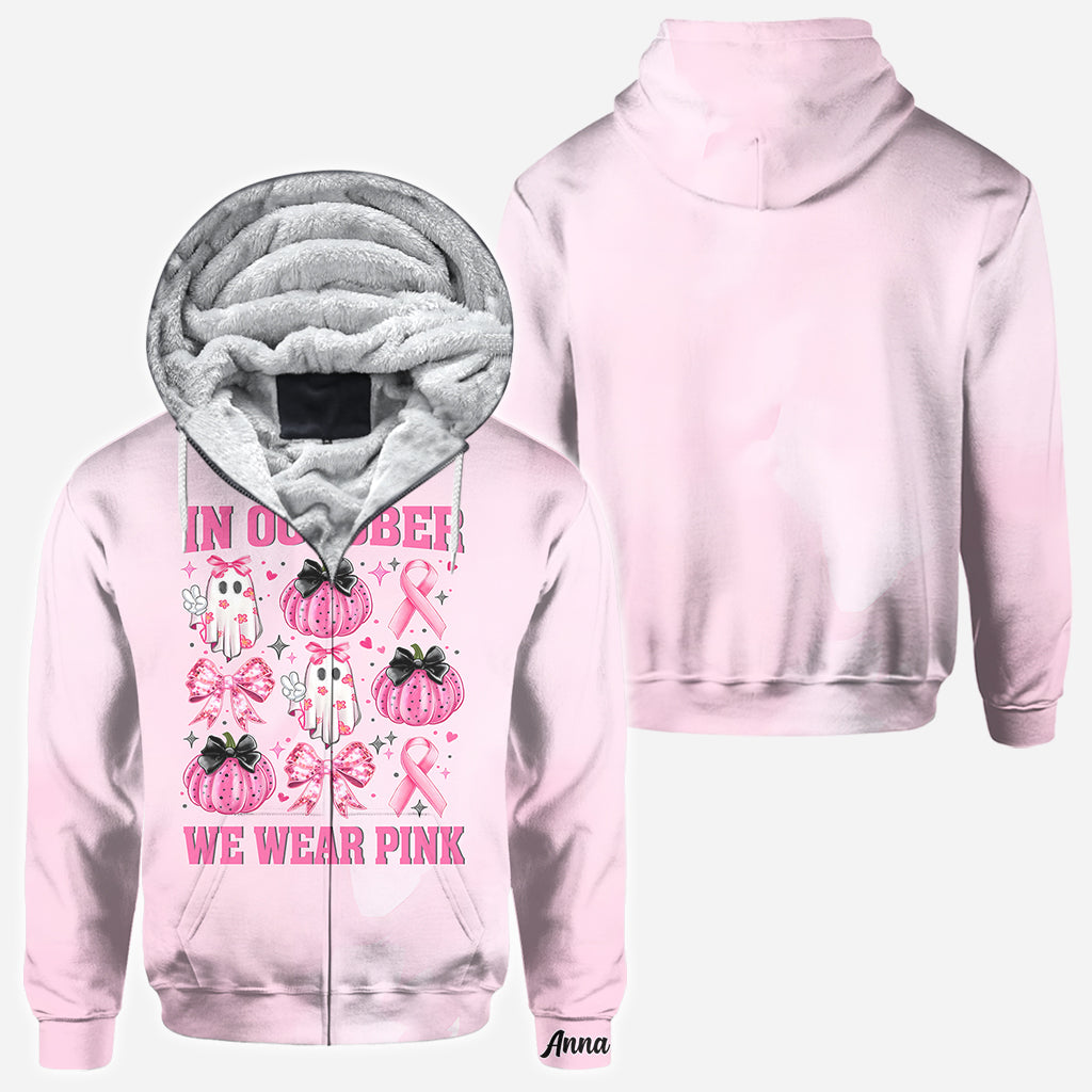 En octobre, on porte du rose - T-shirt personnalisé intégral pour la sensibilisation au cancer du sein