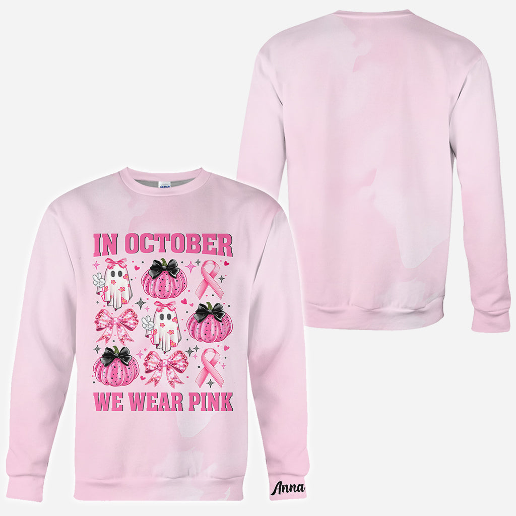 En octobre, on porte du rose - T-shirt personnalisé intégral pour la sensibilisation au cancer du sein
