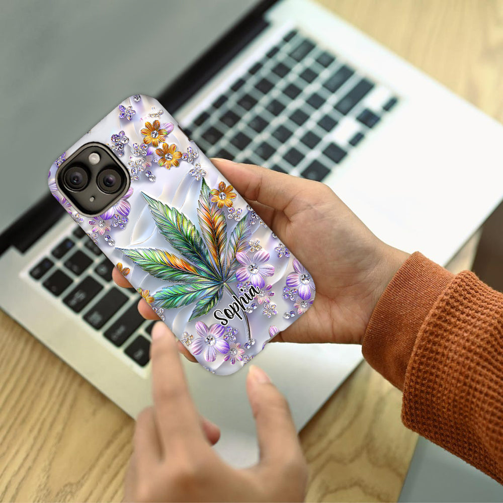 Wunderschönes Blatt - Personalisierte Handyhülle mit Cannabis-Vollbilddruck