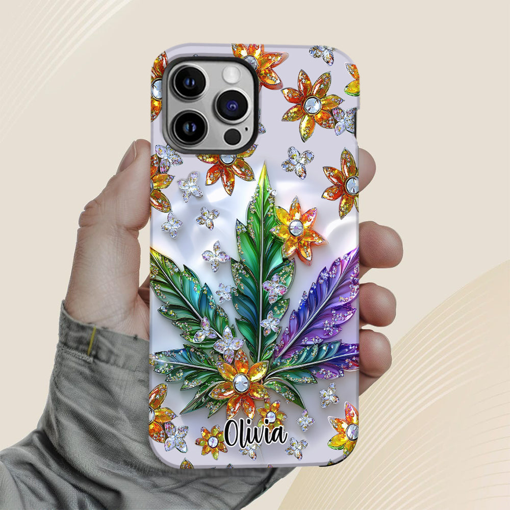 Wunderschönes Blatt - Personalisierte Handyhülle mit Cannabis-Vollbilddruck