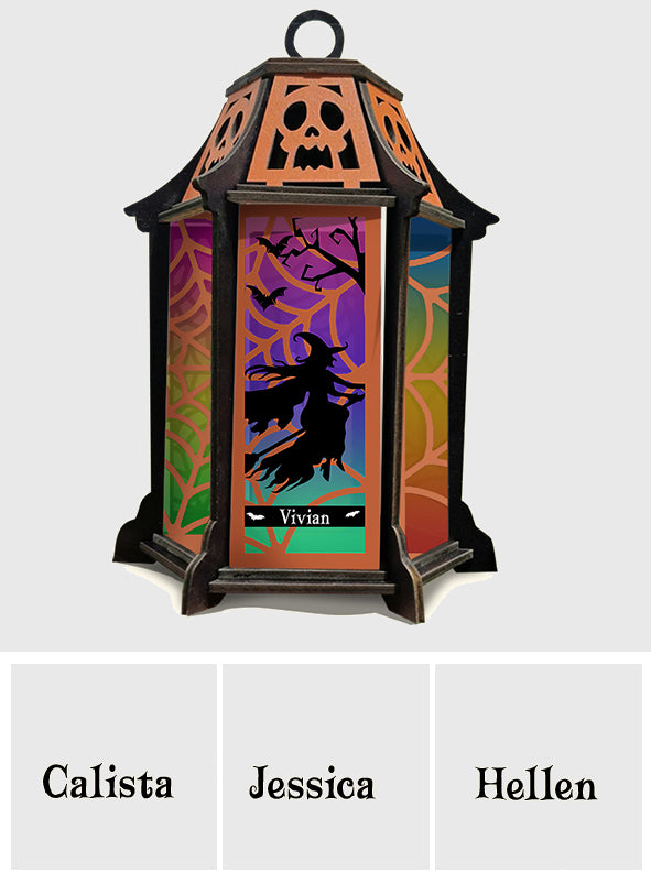 Colorful Witch Lantern - Personalized Witch Laser Cut Lantern