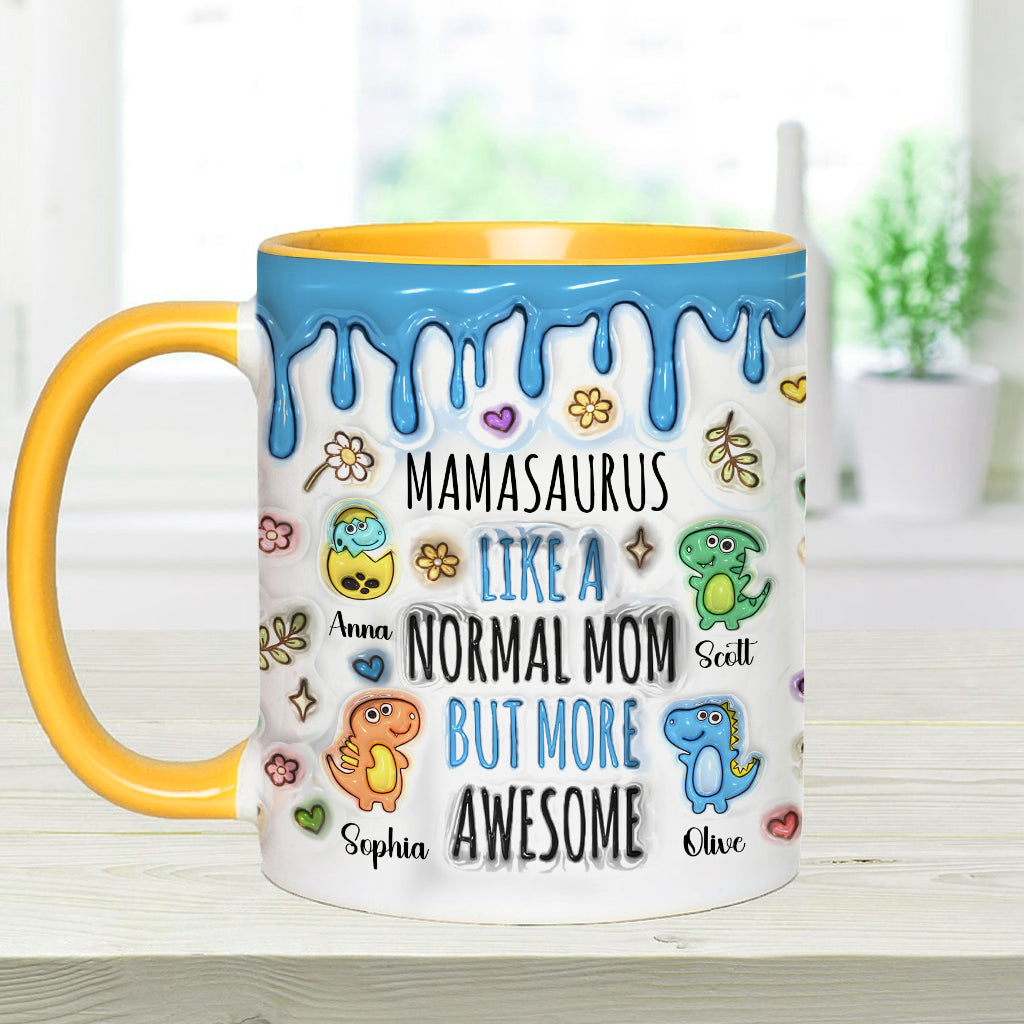 Mamasaurus And Kids - Personalized Mother Accent Mug