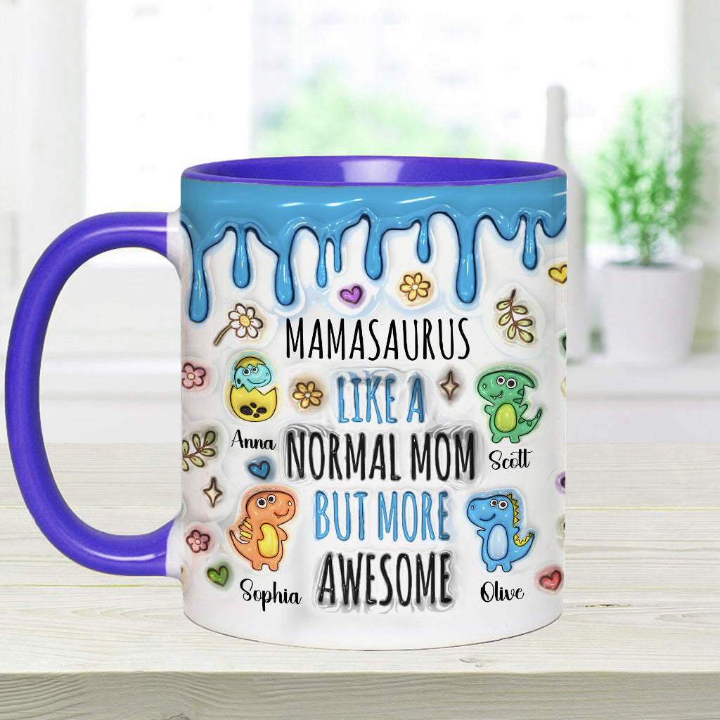 Mamasaurus And Kids - Personalized Mother Accent Mug