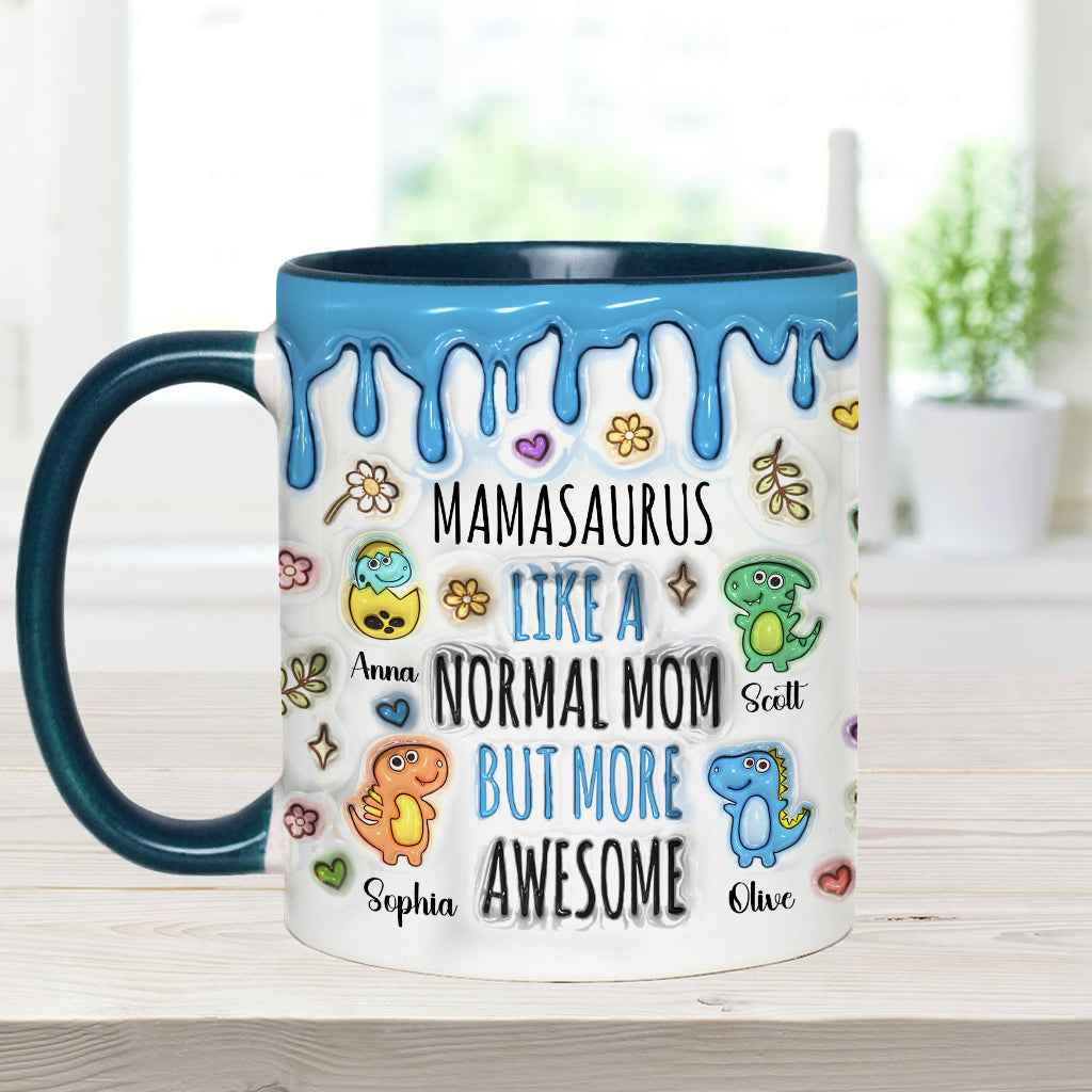 Mamasaurus And Kids - Personalized Mother Accent Mug