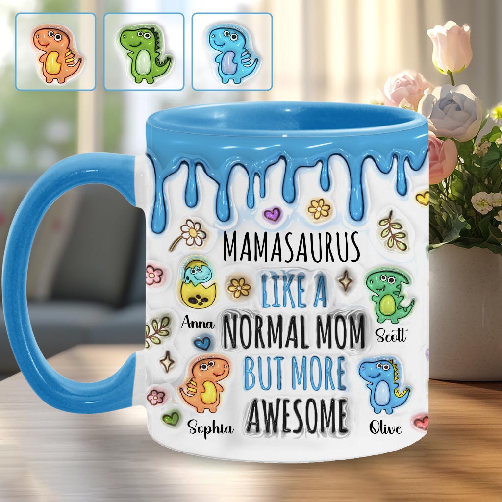 Mamasaurus And Kids - Personalized Mother Accent Mug