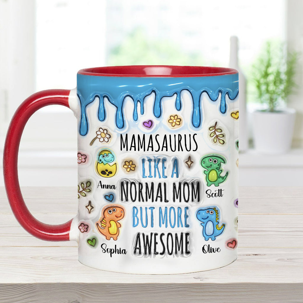 Mamasaurus And Kids - Personalized Mother Accent Mug