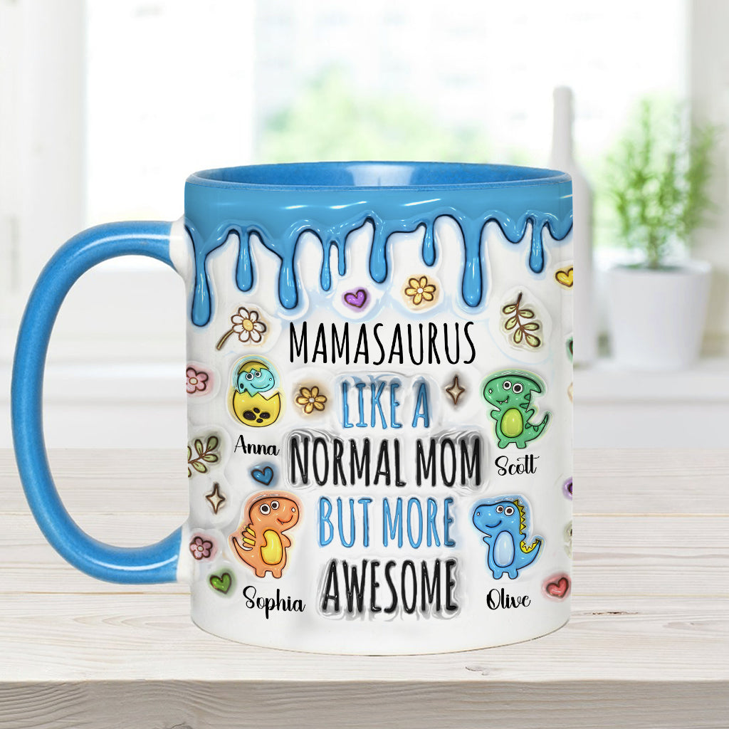Mamasaurus And Kids - Personalized Mother Accent Mug