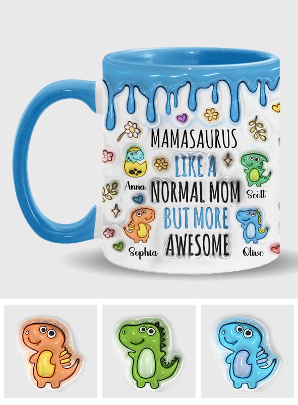 Mamasaurus And Kids - Personalized Mother Accent Mug