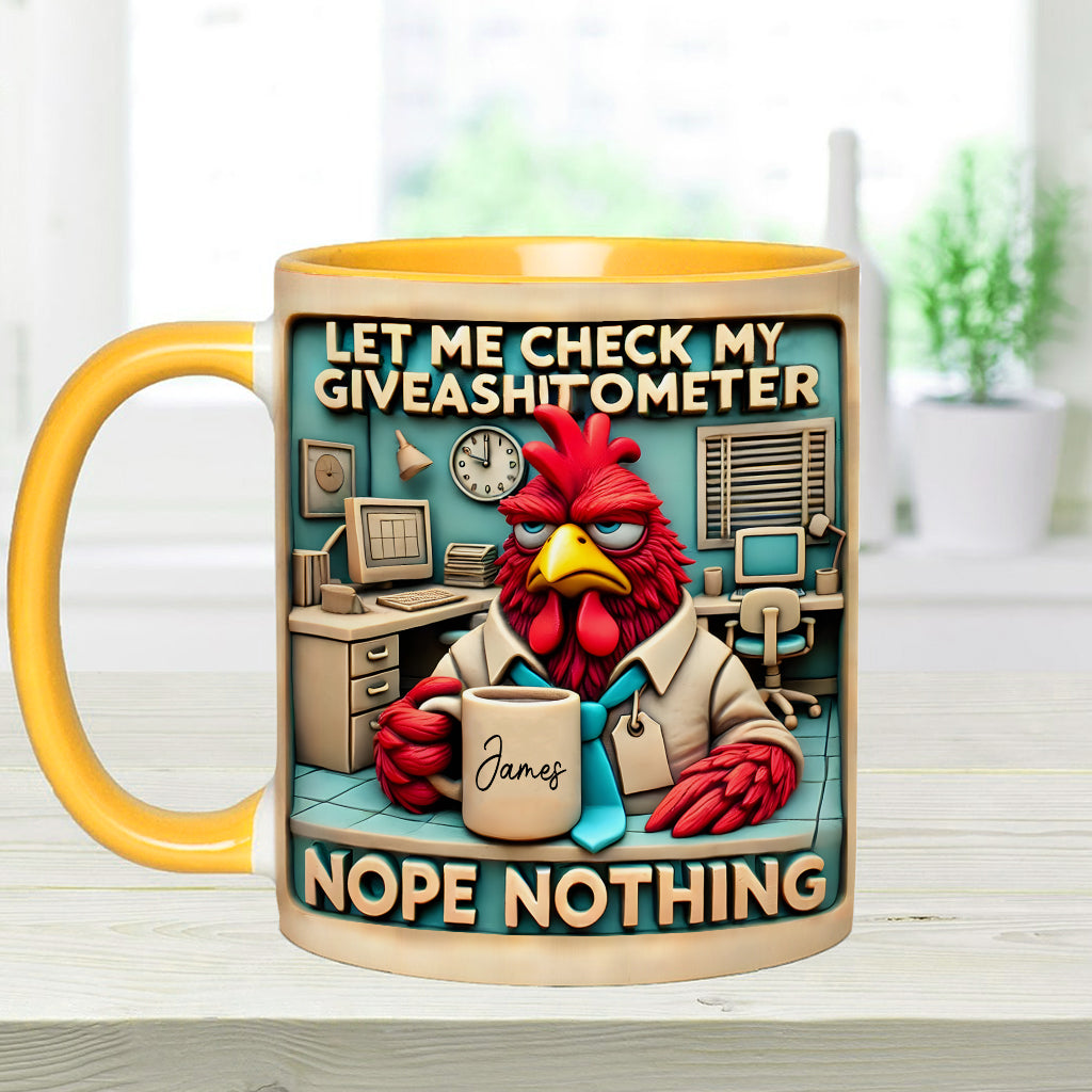 Laissez-moi vérifier mon « Giveashitomètre » : Non, rien. Mug personnalisé pour collègue.