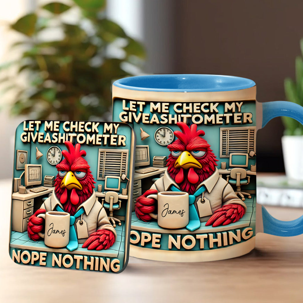 Laissez-moi vérifier mon « Giveashitomètre » : Non, rien. Mug personnalisé pour collègue.