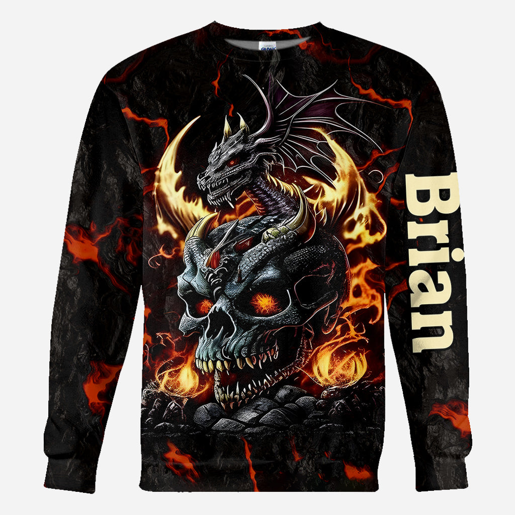 Skul and Dragon - Personalisiertes Drachen-All-Print-Shirt