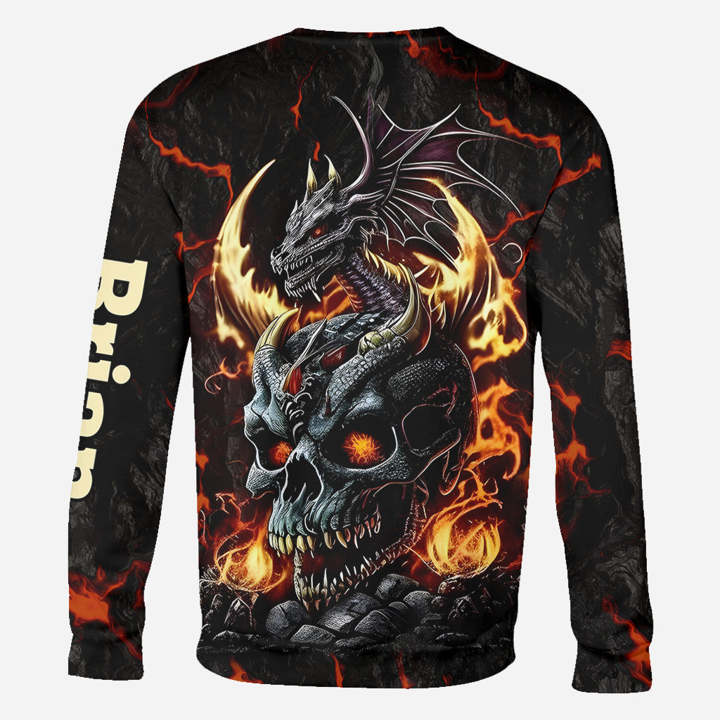 Skul and Dragon - Personalisiertes Drachen-All-Print-Shirt