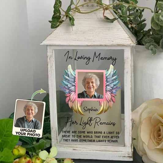 Her/ His Light Remains - Personalized Memorial Candle Lantern