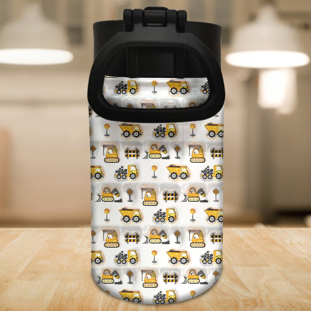 Baustellenfahrzeug-Buchstaben - Personalisierte Kinder-Trinkflasche