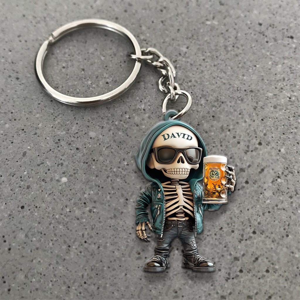 Porte-clés bière personnalisé « Les mecs cool boivent de la bière »