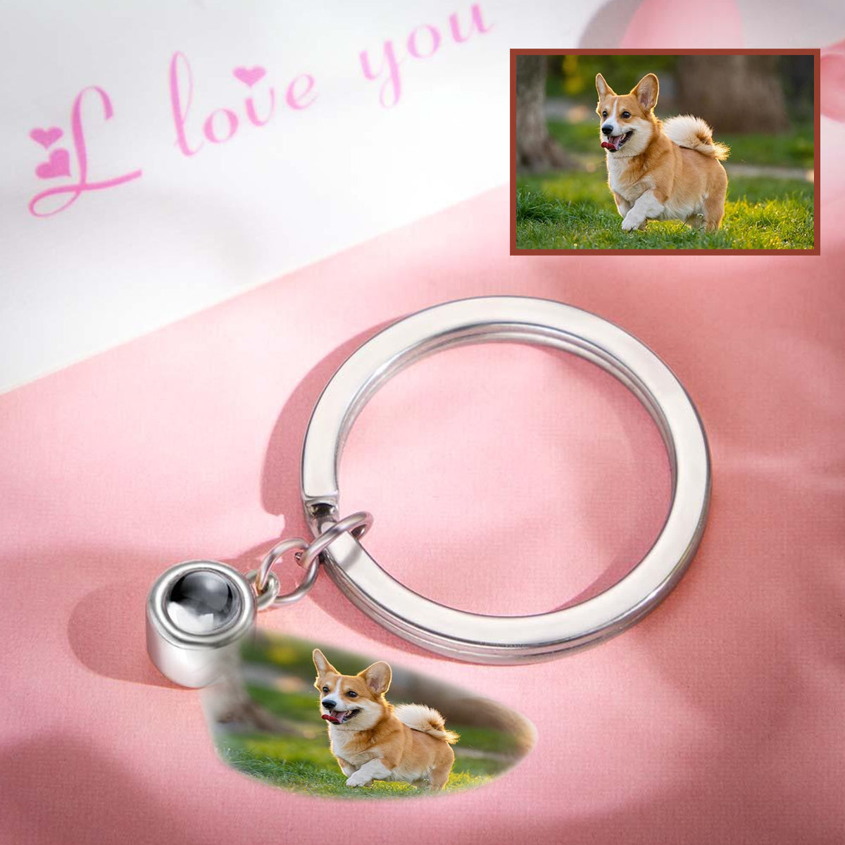 Custom Photo Projection Keyring - gift for anyone, dog lover, cat lover, who lost a loved one - Personalized Projection Keyring