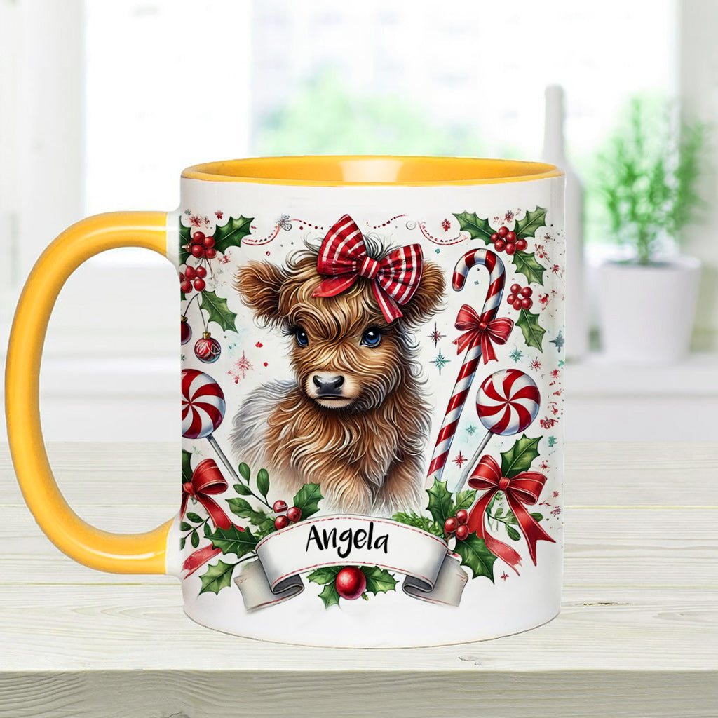 Niedliche Hochlandkuh - Personalisierte Tasse