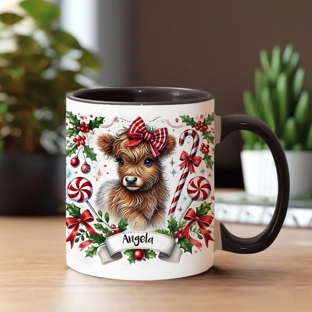 Niedliche Hochlandkuh - Personalisierte Tasse