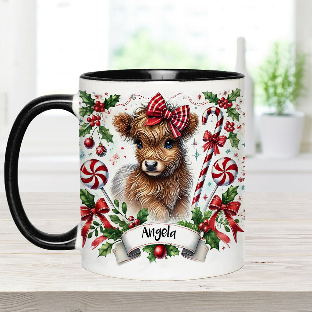 Niedliche Hochlandkuh - Personalisierte Tasse