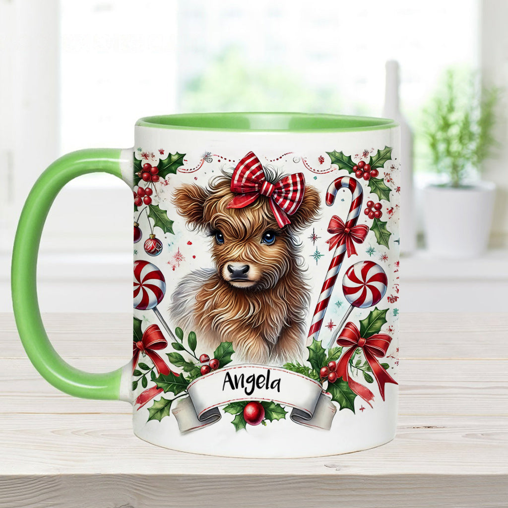 Niedliche Hochlandkuh - Personalisierte Tasse