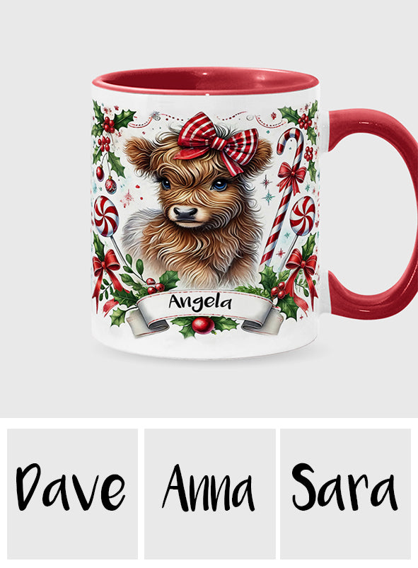 Niedliche Hochlandkuh - Personalisierte Tasse