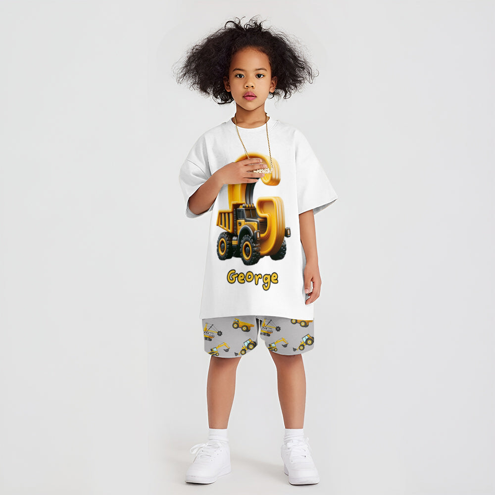 Alphabet des camions cool - T-shirt et short personnalisés pour enfant