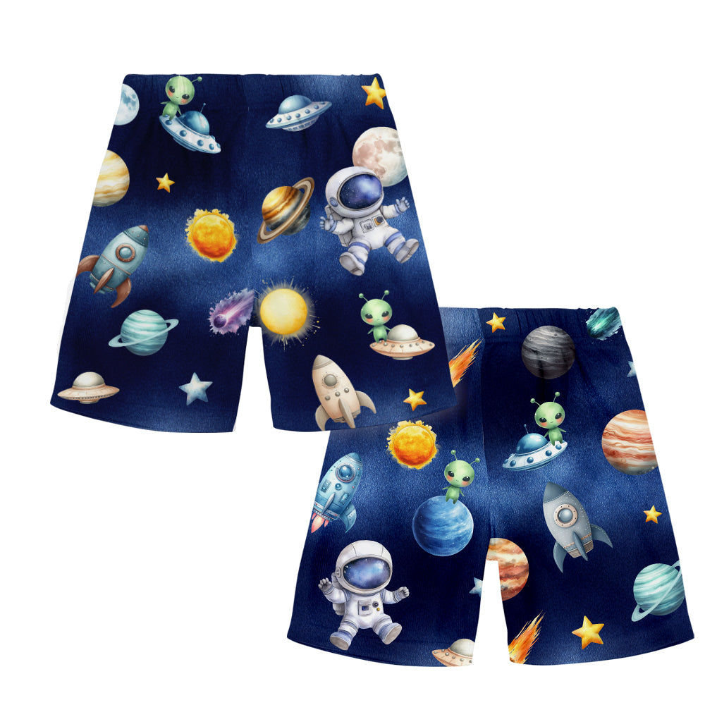 Cooles Weltraum-Alphabet – Personalisiertes Kinder-T-Shirt & Shorts