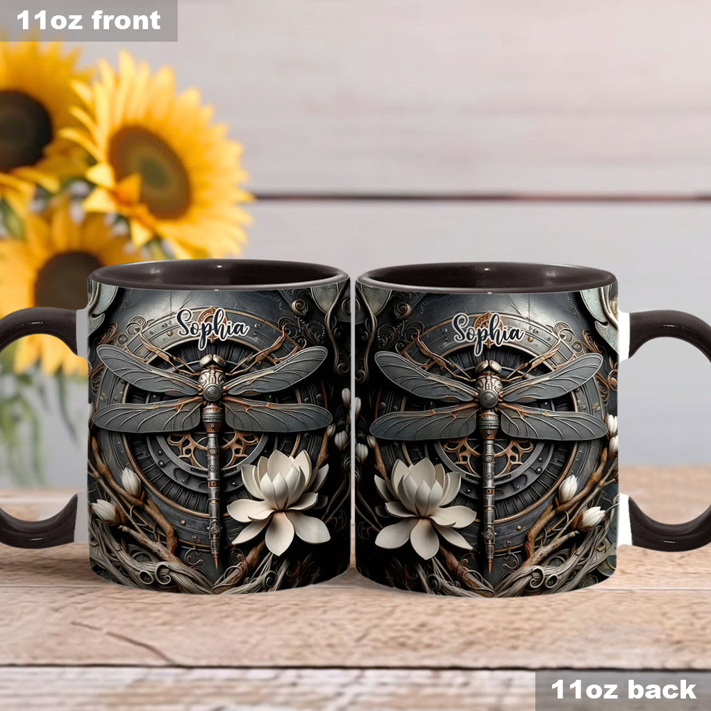 Schwarze Libelle – Personalisierte Tasse mit Libellenmotiv
