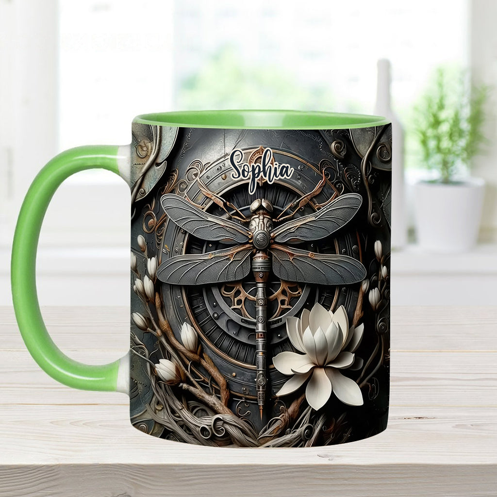 Schwarze Libelle – Personalisierte Tasse mit Libellenmotiv