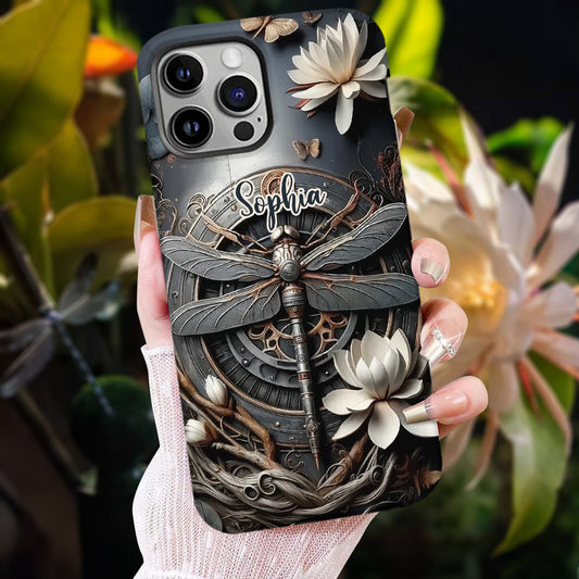 Coque de téléphone personnalisée Libellule noire - Motif libellule intégral