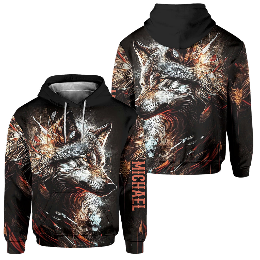 Loup Fort - Ensemble sweat à capuche et pantalon de survêtement personnalisés Loup