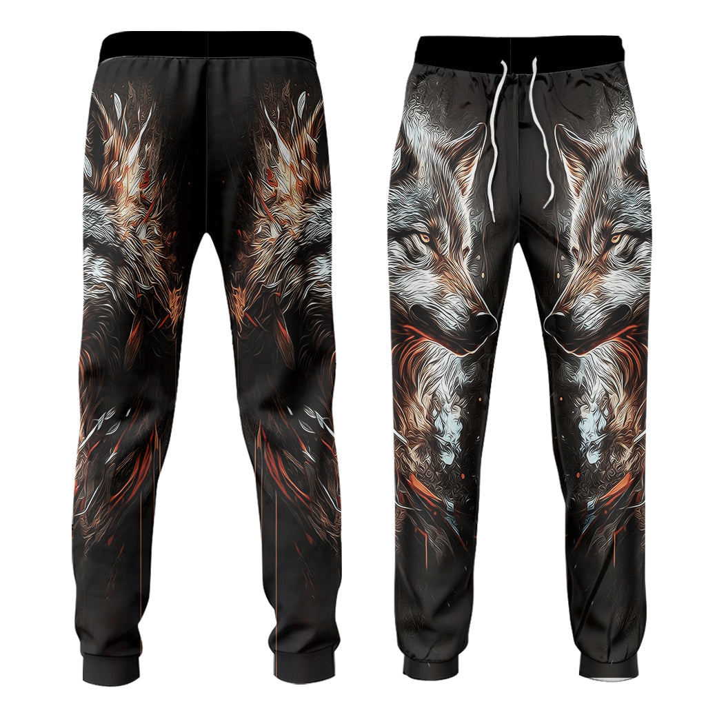 Loup Fort - Ensemble sweat à capuche et pantalon de survêtement personnalisés Loup