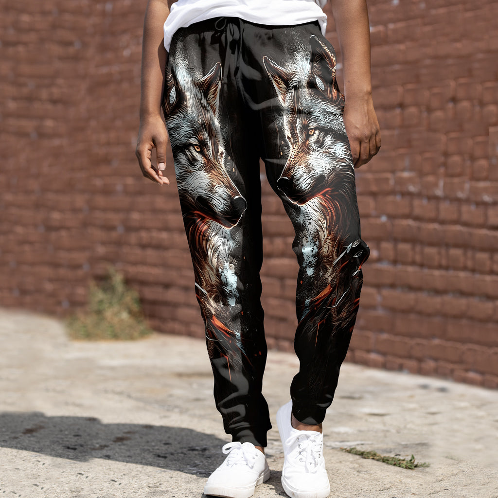 Loup Fort - Ensemble sweat à capuche et pantalon de survêtement personnalisés Loup