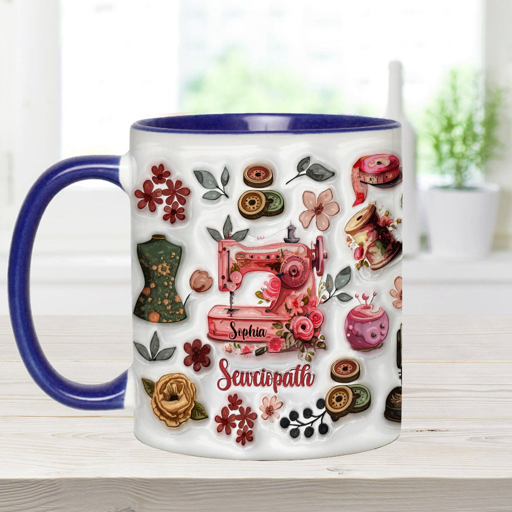 Sewciopath – Personalisierte Tasse mit Nähmotiv