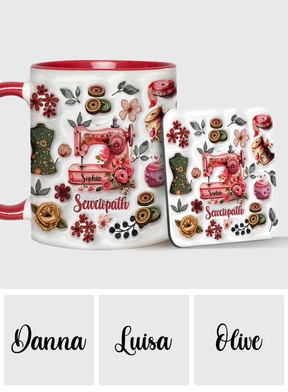 Sewciopath – Personalisierte Tasse mit Nähmotiv