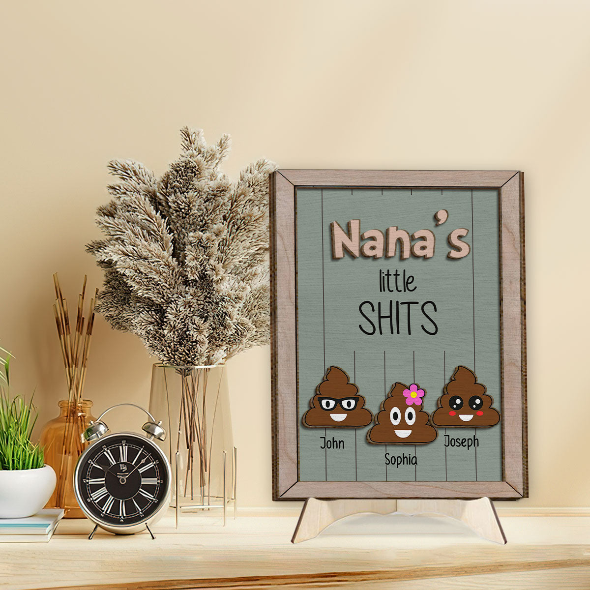 Grandma Mom Dad Grandpa Little Cuties - Personalized Grandma 2 Layered Wood Sign / Wood Plaque