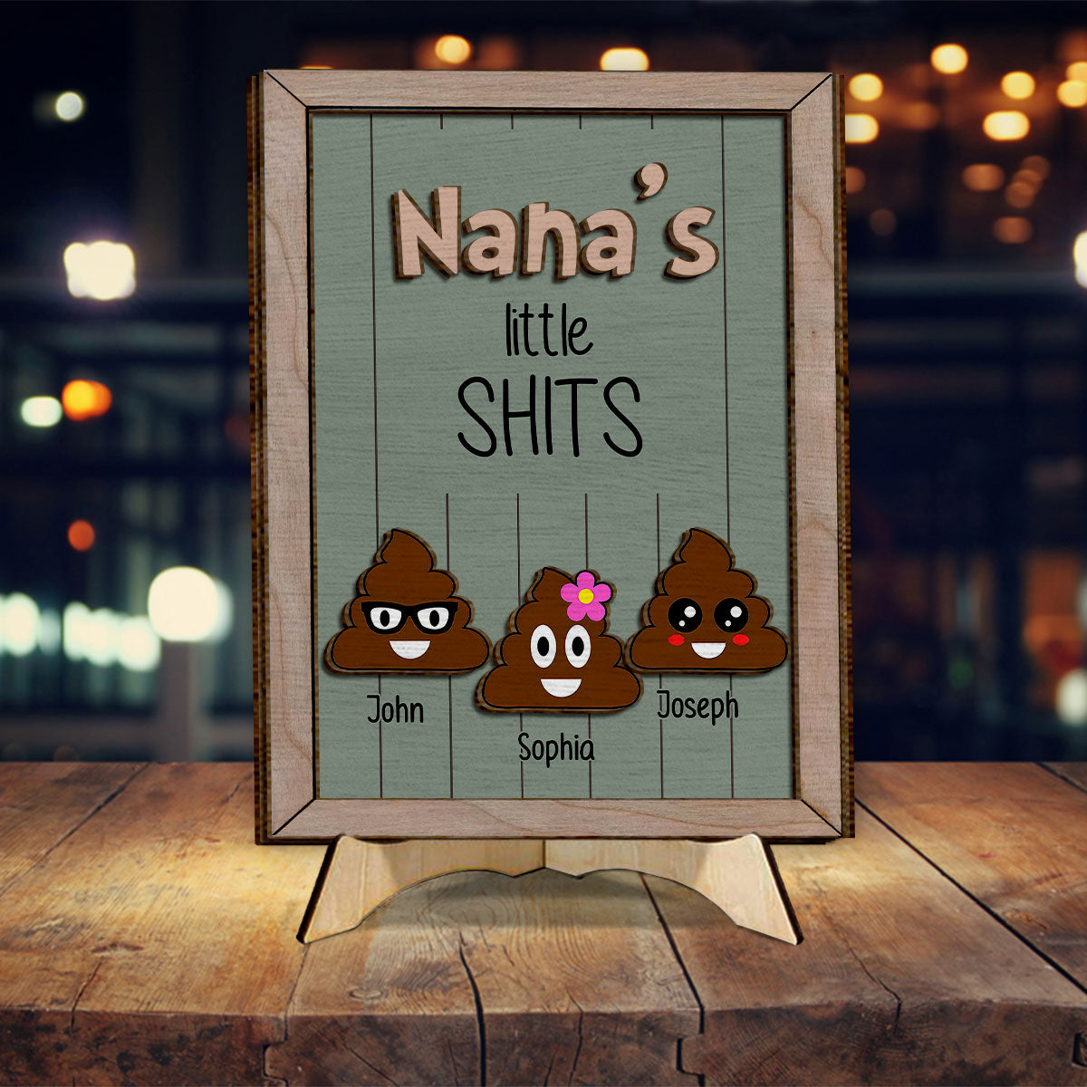 Grandma Mom Dad Grandpa Little Cuties - Personalized Grandma 2 Layered Wood Sign / Wood Plaque