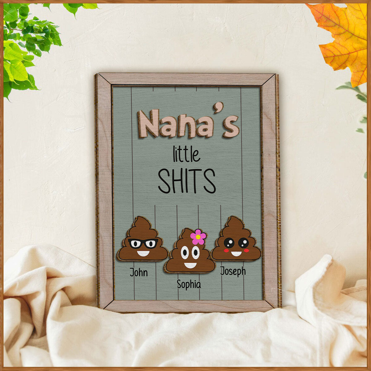 Grandma Mom Dad Grandpa Little Cuties - Personalized Grandma 2 Layered Wood Sign / Wood Plaque