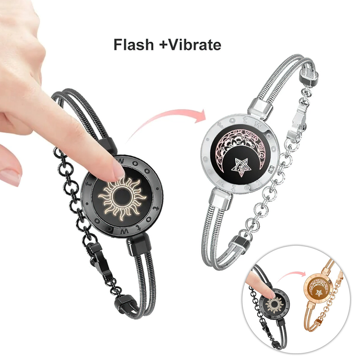 Sun And Moon Touch Vibrating Matching Bracelets - Couple Sun Moon Touch Matching Bracelets