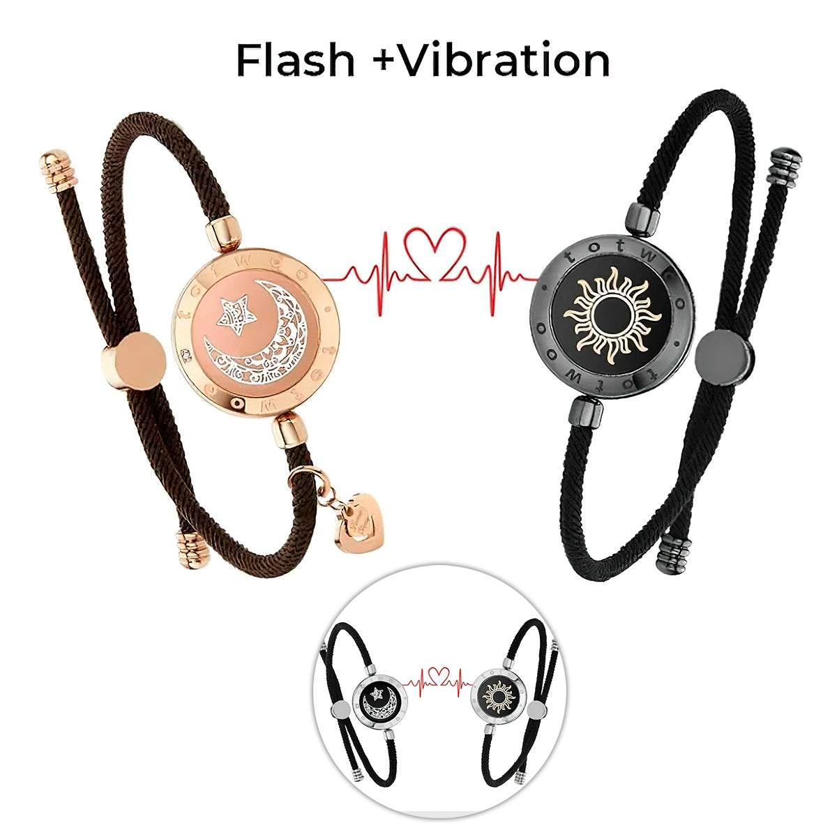 Sun And Moon Touch Vibrating Matching Bracelets - Couple Sun Moon Touch Matching Bracelets