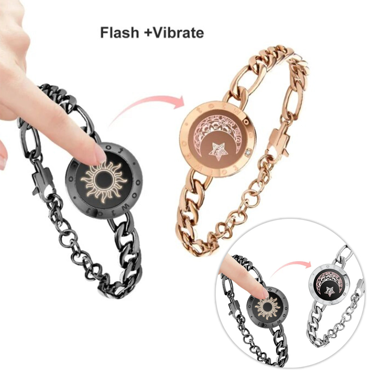 Sun And Moon Touch Vibrating Matching Bracelets - Couple Sun Moon Touch Matching Bracelets