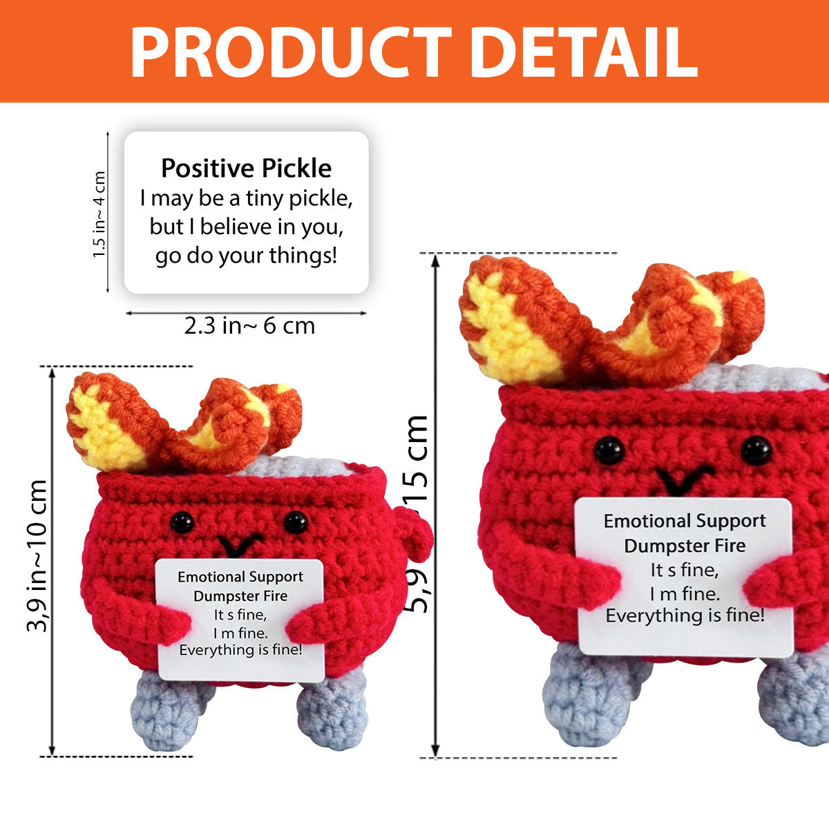 Niedliche, emotionale Unterstützung – gehäkelte Mülltonnenbrand-Figur – personalisierte, handgestrickte Kollegenfigur