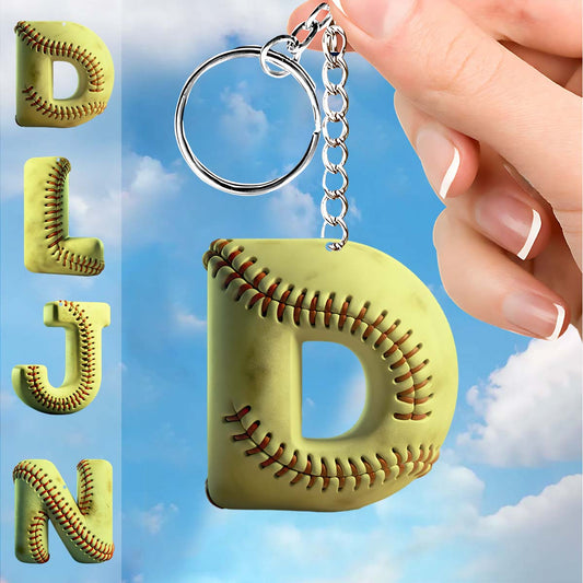 Softball-Buchstabe – Personalisierter Softball-Schlüsselanhänger
