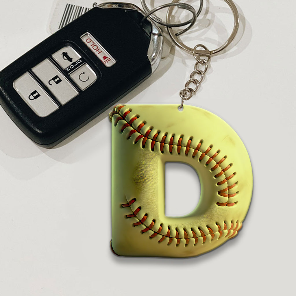 Softball-Buchstabe – Personalisierter Softball-Schlüsselanhänger