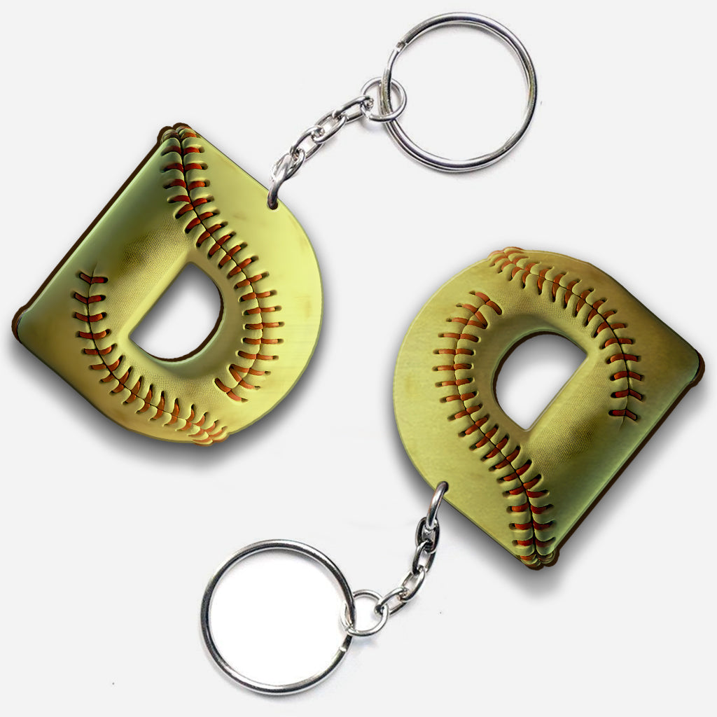 Softball-Buchstabe – Personalisierter Softball-Schlüsselanhänger