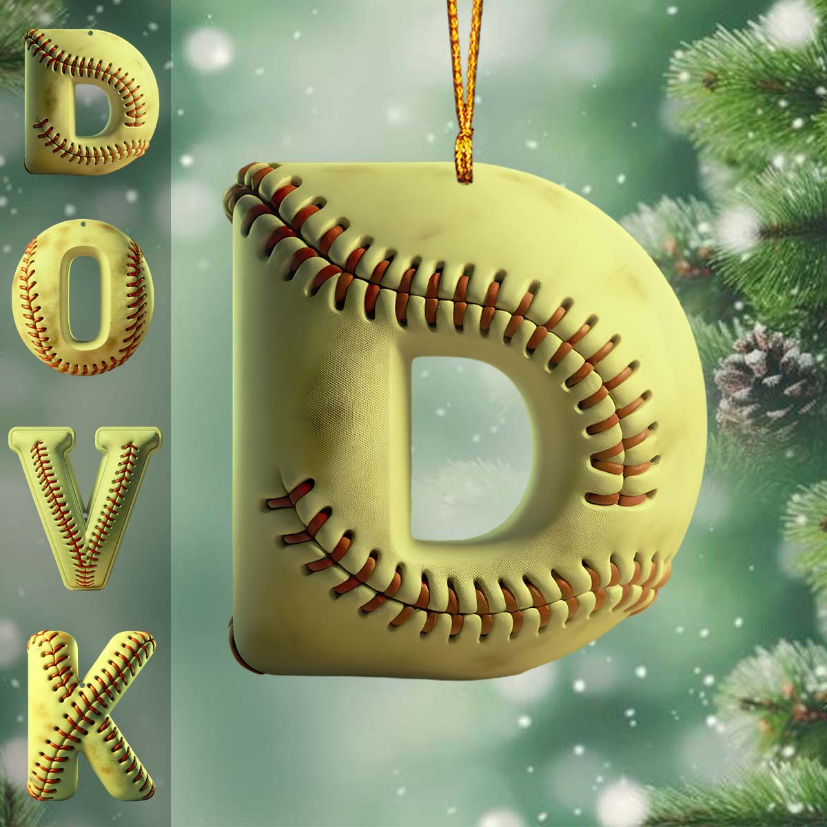 Lettre de softball - Ornement de softball personnalisé