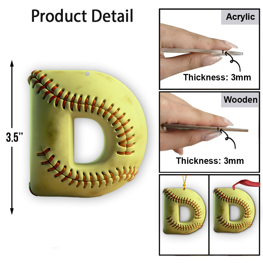 Lettre de softball - Ornement de softball personnalisé