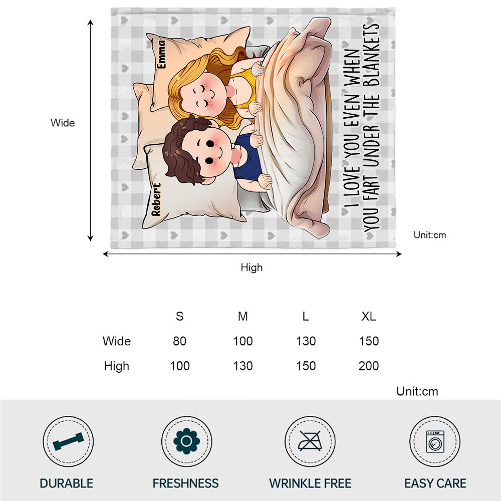 I Love You Even When You Fart Under The Blankets - Personalized Couple Blanket