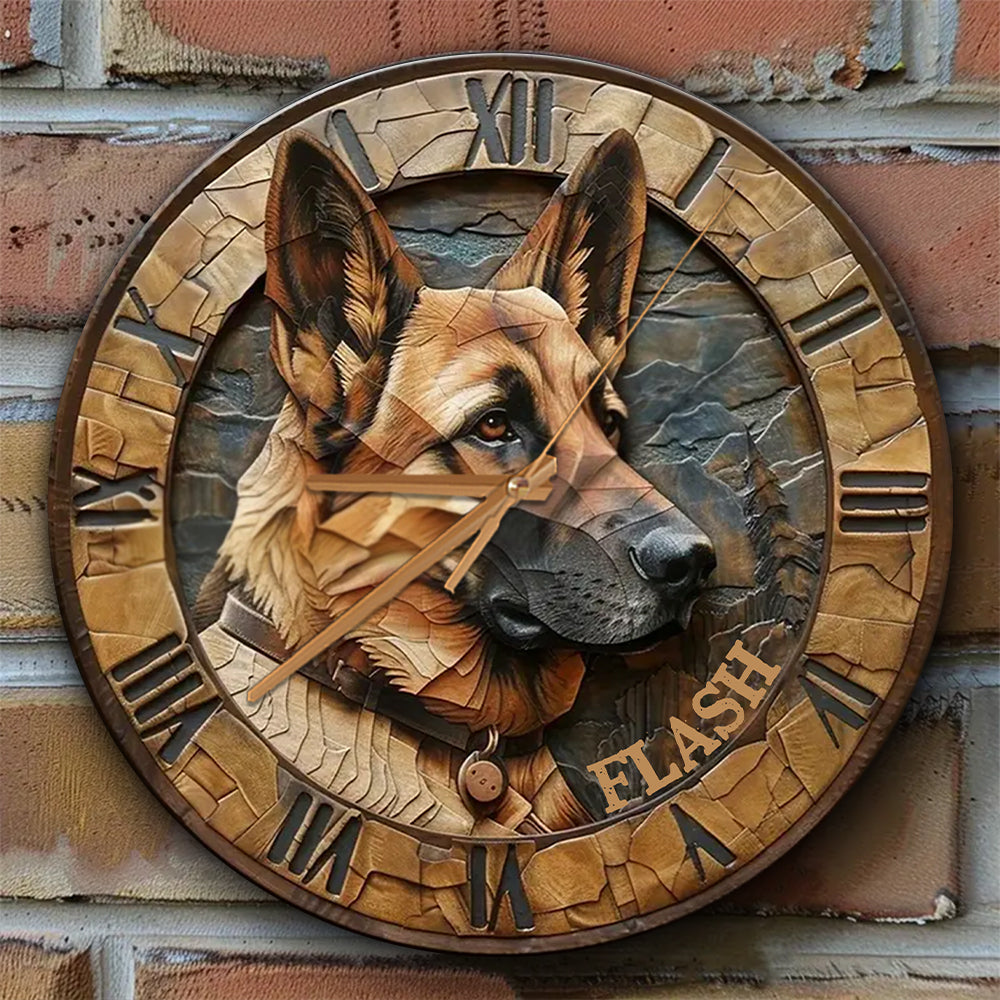 Liebe zum Deutschen Schäferhund - Personalisierte Hunde-Wanduhr